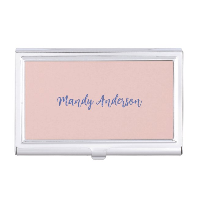 Calligraphy Elegant Rose Gold Plain Simple Name Business Card Case (Front)