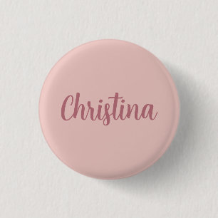 Calligraphy Elegant Rose Gold Plain Simple Name Button