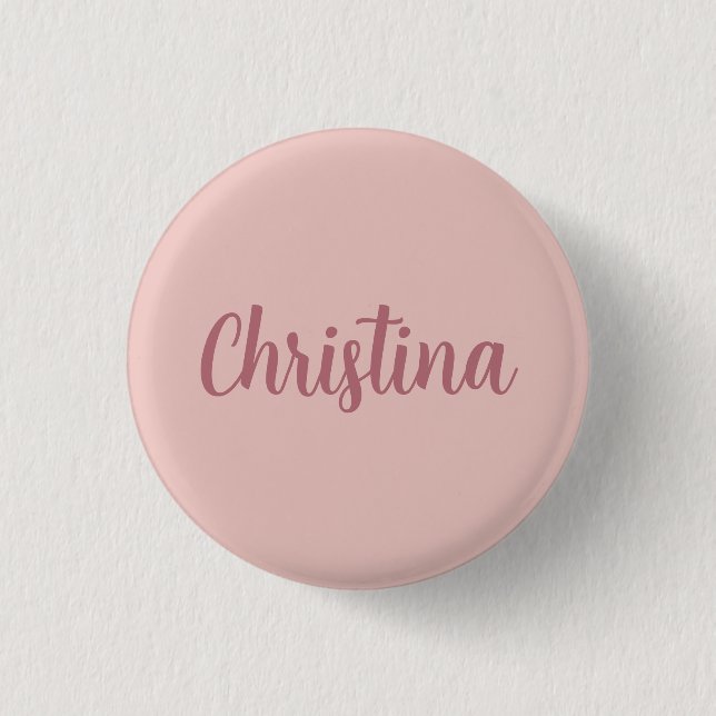 Calligraphy Elegant Rose Gold Plain Simple Name Button (Front)