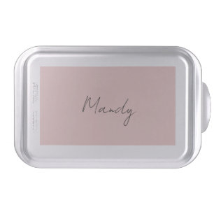 Calligraphy Elegant Rose Gold Plain Simple Name Cake Pan