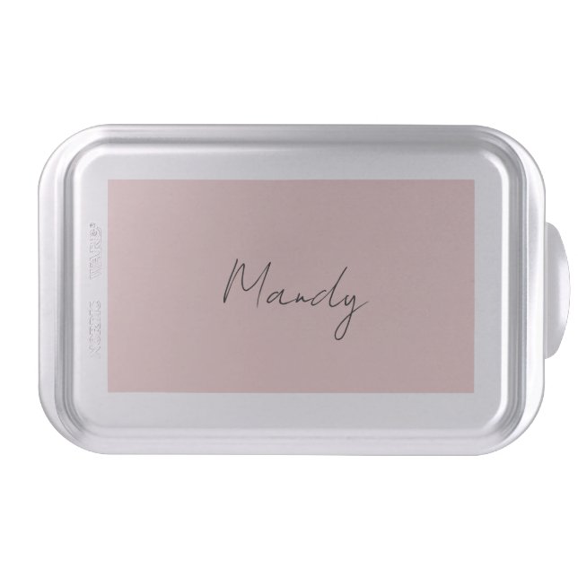 Calligraphy Elegant Rose Gold Plain Simple Name Cake Pan (Front)