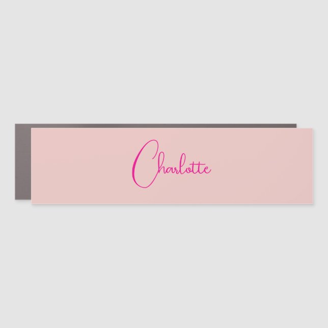 Calligraphy Elegant Rose Gold Plain Simple Name Car Magnet (Front)