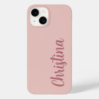 Calligraphy Elegant Rose Gold Plain Simple Name Case-Mate iPhone 14 Case