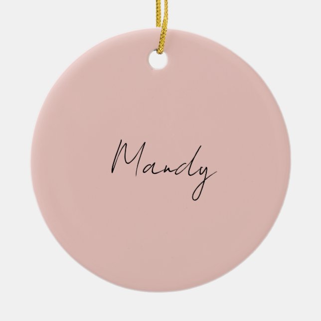 Calligraphy Elegant Rose Gold Plain Simple Name Ceramic Ornament (Front)