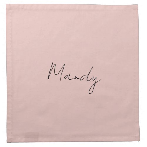 Calligraphy Elegant Rose Gold Plain Simple Name Cloth Napkin