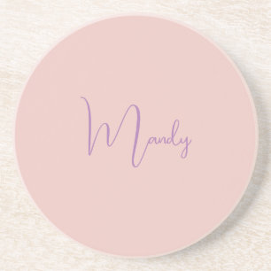 Calligraphy Elegant Rose Gold Plain Simple Name Coaster