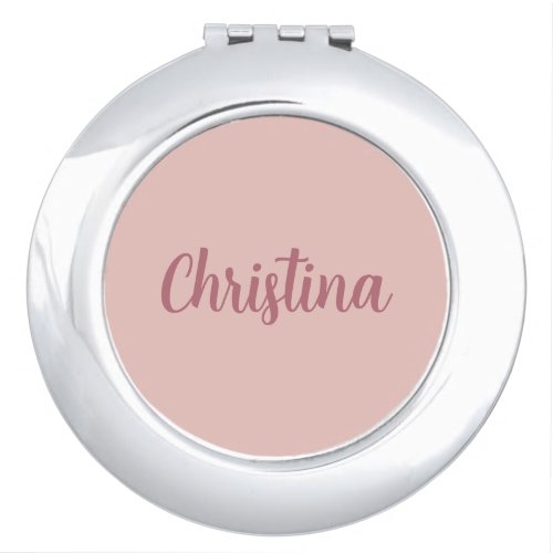 Calligraphy Elegant Rose Gold Plain Simple Name Compact Mirror