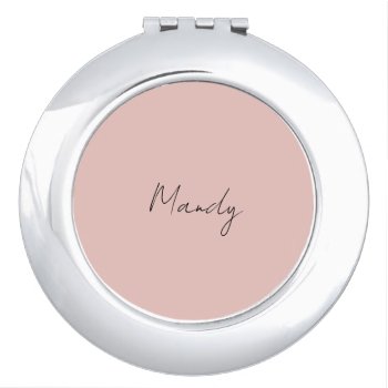 Calligraphy Elegant Rose Gold Plain Simple Name Compact Mirror by made_in_atlantis at Zazzle