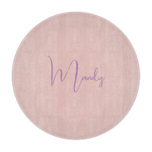 Calligraphy Elegant Rose Gold Plain Simple Name Cutting Board