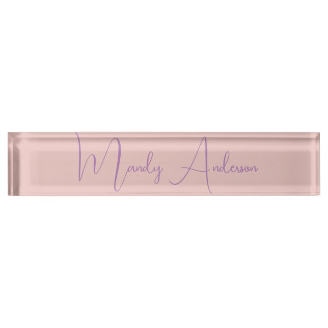 Calligraphy Elegant Rose Gold Plain Simple Name Desk Name Plate (Front)