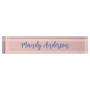 Calligraphy Elegant Rose Gold Plain Simple Name Desk Name Plate