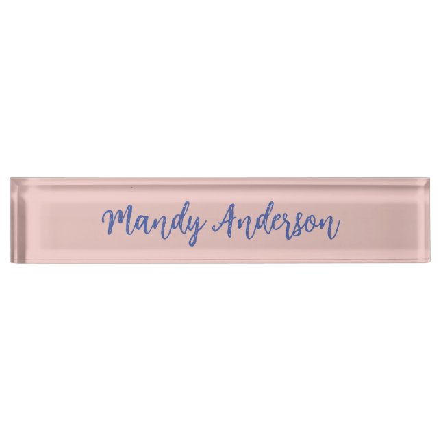 Calligraphy Elegant Rose Gold Plain Simple Name Desk Name Plate (Front)