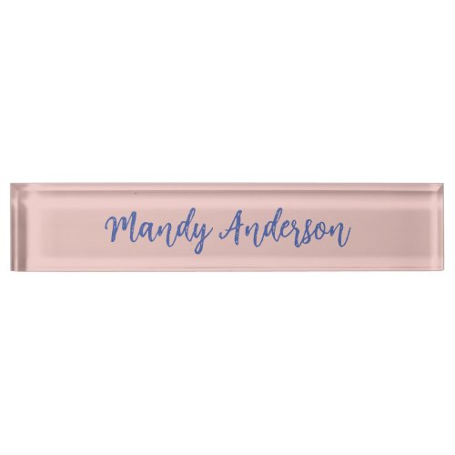 Calligraphy Elegant Rose Gold Plain Simple Name Desk Name Plate