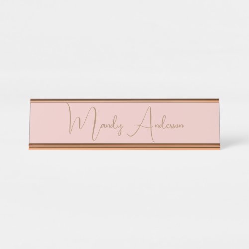 Calligraphy Elegant Rose Gold Plain Simple Name Desk Name Plate