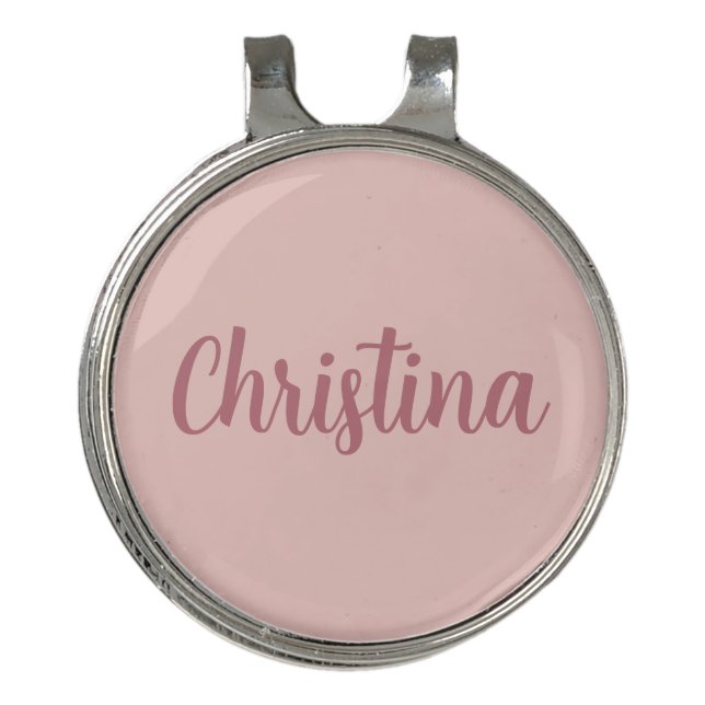 Calligraphy Elegant Rose Gold Plain Simple Name Golf Hat Clip (Front)