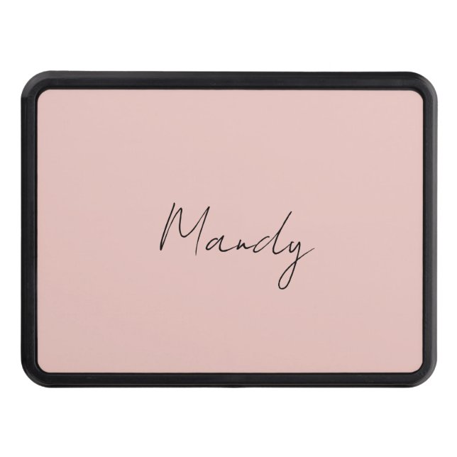 Calligraphy Elegant Rose Gold Plain Simple Name Hitch Cover (Front)