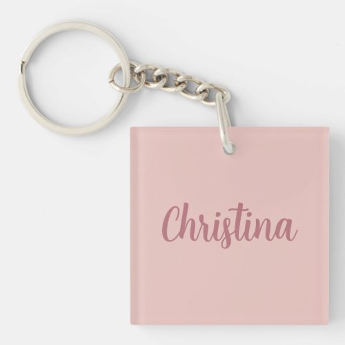 Calligraphy Elegant Rose Gold Plain Simple Name Keychain