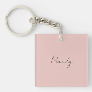 Calligraphy Elegant Rose Gold Plain Simple Name Keychain