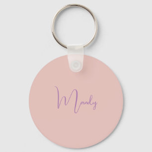 Calligraphy Elegant Rose Gold Plain Simple Name Keychain