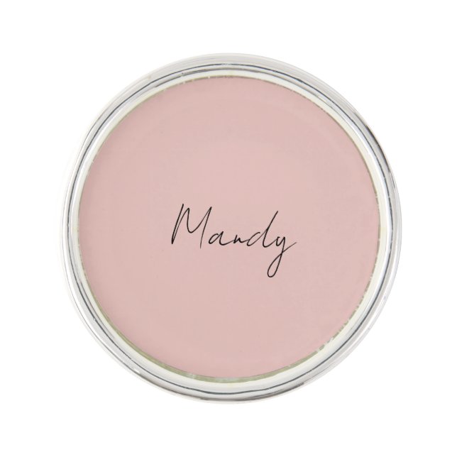 Calligraphy Elegant Rose Gold Plain Simple Name Lapel Pin (Front)