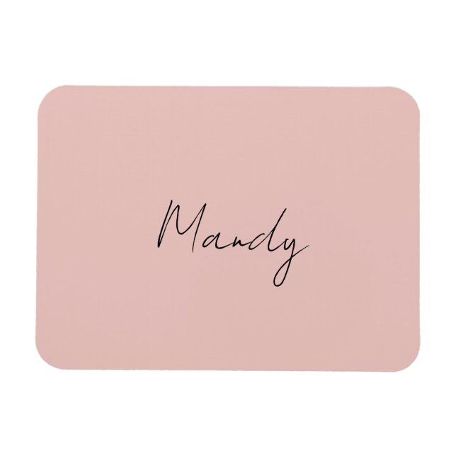 Calligraphy Elegant Rose Gold Plain Simple Name Magnet (Horizontal)