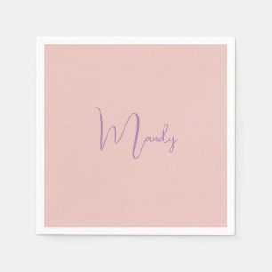 Calligraphy Elegant Rose Gold Plain Simple Name Napkins