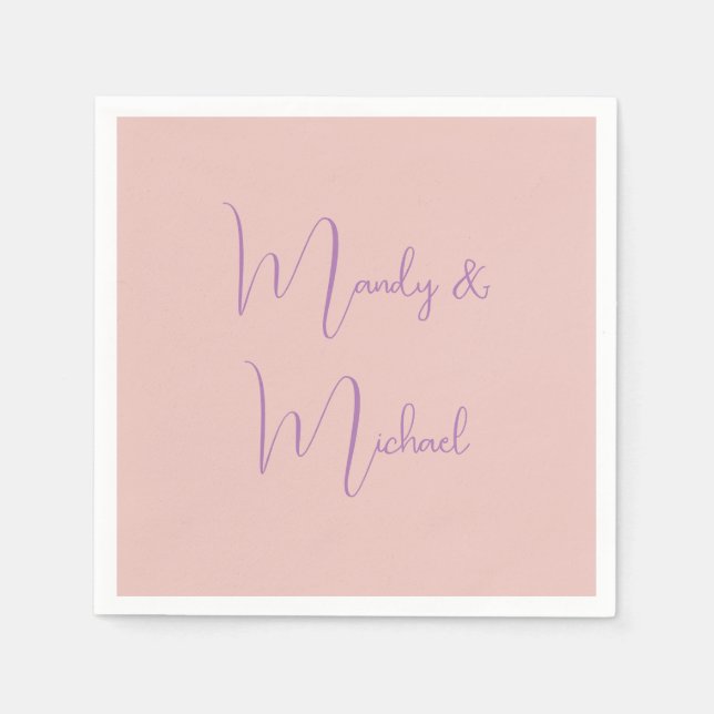 Calligraphy Elegant Rose Gold Plain Simple Name Napkins (Front)