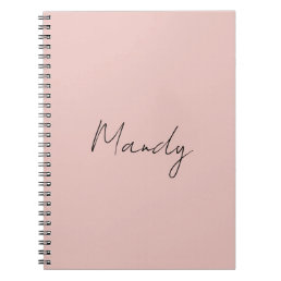 Calligraphy Elegant Rose Gold Plain Simple Name Notebook