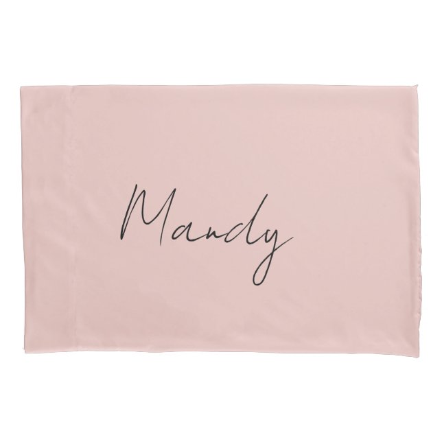 Calligraphy Elegant Rose Gold Plain Simple Name Pillow Case (Front)