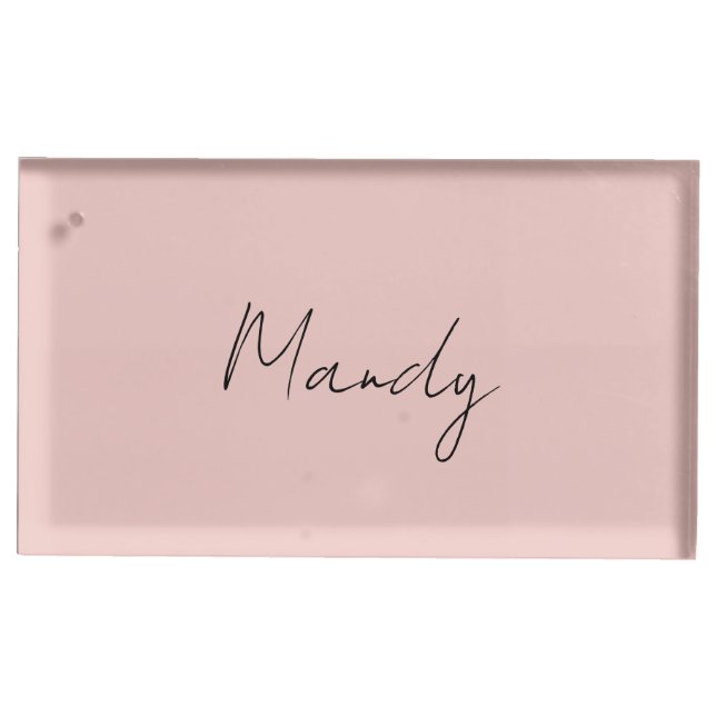 Calligraphy Elegant Rose Gold Plain Simple Name Place Card Holder (Front)