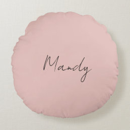 Calligraphy Elegant Rose Gold Plain Simple Name Round Pillow