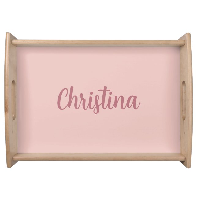 Calligraphy Elegant Rose Gold Plain Simple Name Serving Tray (Front)