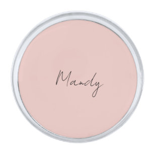 Calligraphy Elegant Rose Gold Plain Simple Name Silver Finish Lapel Pin