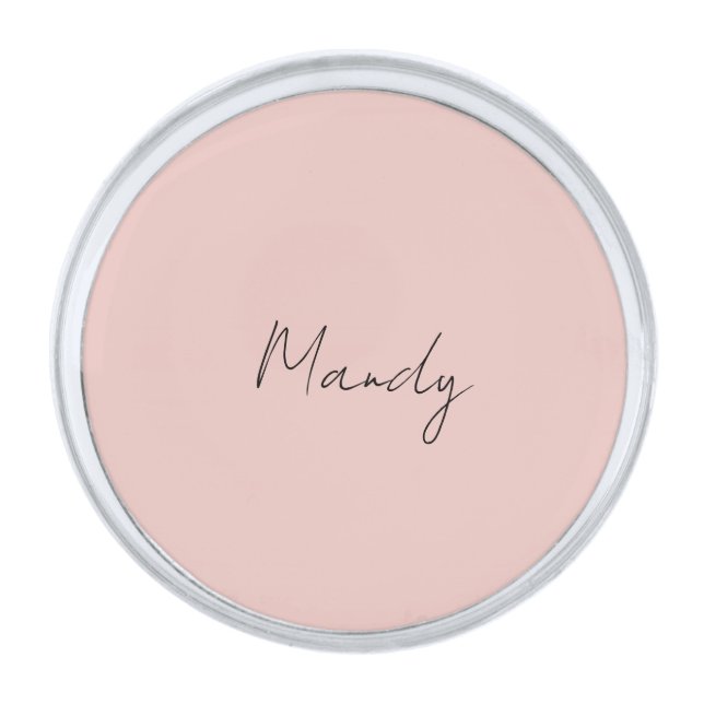 Calligraphy Elegant Rose Gold Plain Simple Name Silver Finish Lapel Pin (Front)