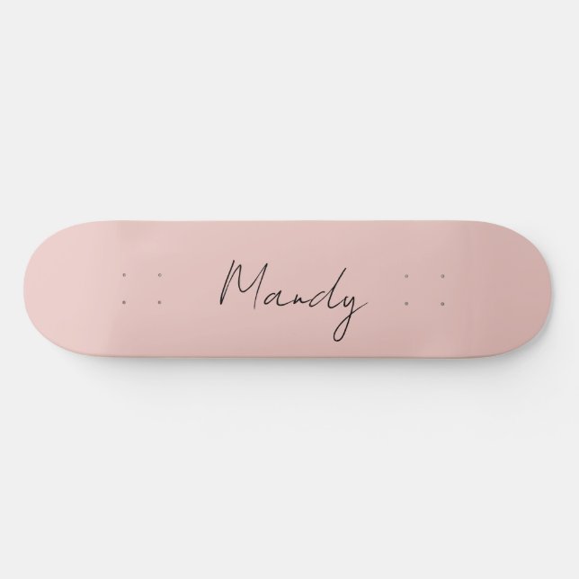 Calligraphy Elegant Rose Gold Plain Simple Name Skateboard (Horz)