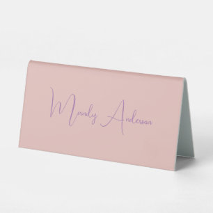 Calligraphy Elegant Rose Gold Plain Simple Name Table Tent