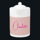 Calligraphy Elegant Rose Gold Plain Simple Name Teapot<br><div class="desc">Looking for a beautiful calligraphy with an aesthetic handwriting? This simple,  eye-catching design is for you. This product immediately impresses those who see it. The fine and tasteful design will immediately reflect the quality of your relationship and family.</div>