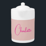 Calligraphy Elegant Rose Gold Plain Simple Name Teapot<br><div class="desc">Looking for a beautiful calligraphy with an aesthetic handwriting? This simple,  eye-catching design is for you. This product immediately impresses those who see it. The fine and tasteful design will immediately reflect the quality of your relationship and family.</div>