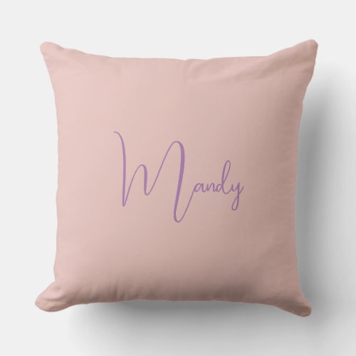 Calligraphy Elegant Rose Gold Plain Simple Name Throw Pillow