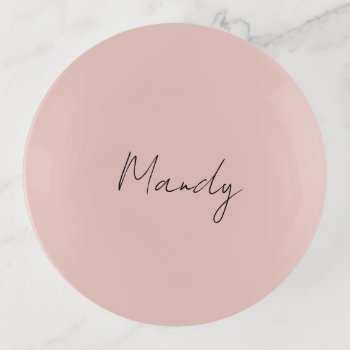 Calligraphy Elegant Rose Gold Plain Simple Name Trinket Tray by made_in_atlantis at Zazzle