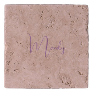 Calligraphy Elegant Rose Gold Plain Simple Name Trivet