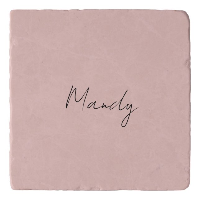 Calligraphy Elegant Rose Gold Plain Simple Name Trivet (Front)
