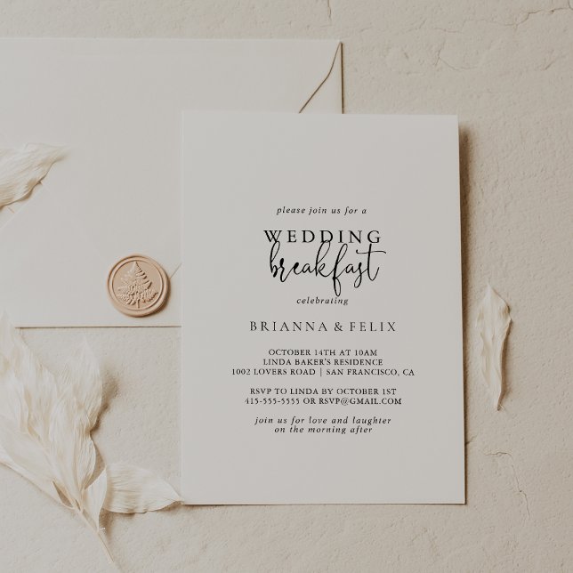 Calligraphy Elegant Script Wedding Breakfast  Invitation (Creator Uploaded)