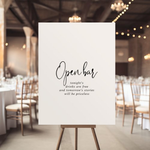 Calligraphy Elegant Script Wedding Open Bar Sign