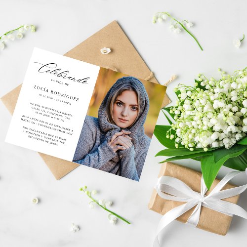 Calligraphy Elegant Spanish Funeral Memorial Photo