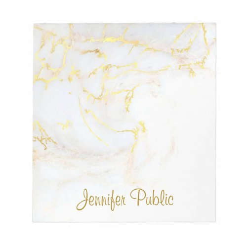 Calligraphy Elegant Template Gold White Marble Notepad