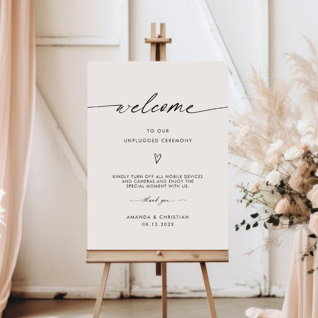 Calligraphy Elegant Unplugged Ceremony Wedding Foam Board (Creator Uploaded)