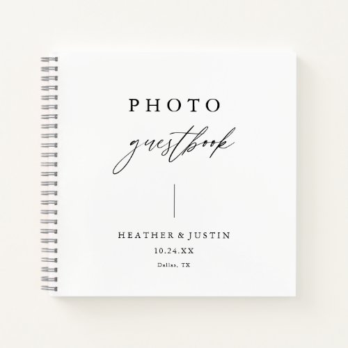 Calligraphy Elegant Wedding Photo Guestbook Notebook