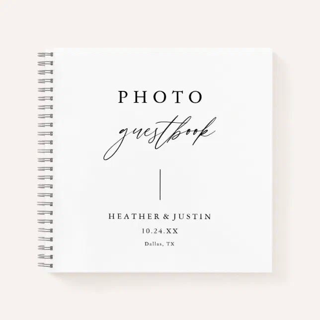 Calligraphy Elegant Wedding Photo Guestbook Notebook Zazzle