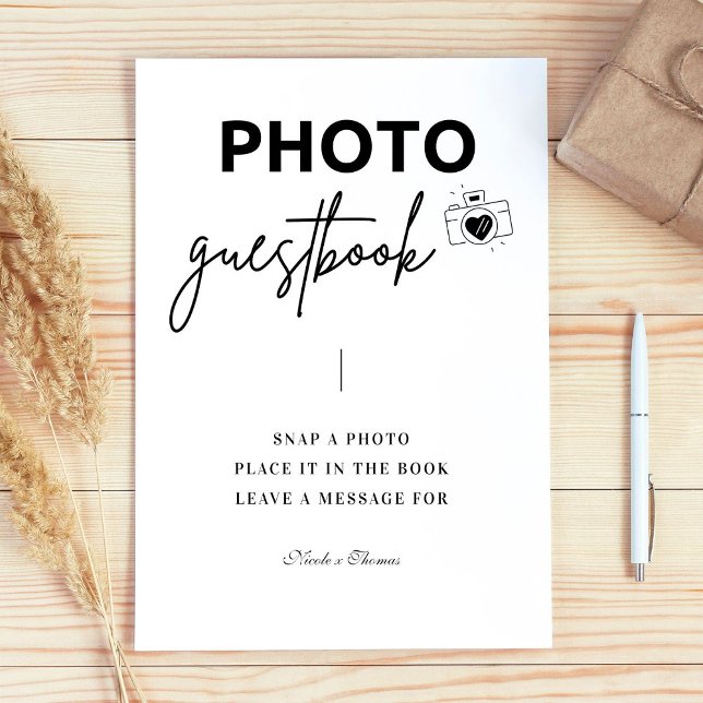 Calligraphy Elegant Wedding Photo Guestbook Sign (Creator Uploaded)